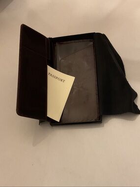 VTG Raika Brown Woven Leather Passport Travel Wallet with Black Cloth/ Case NWB